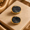 Oval Rough Stone Collet Studs