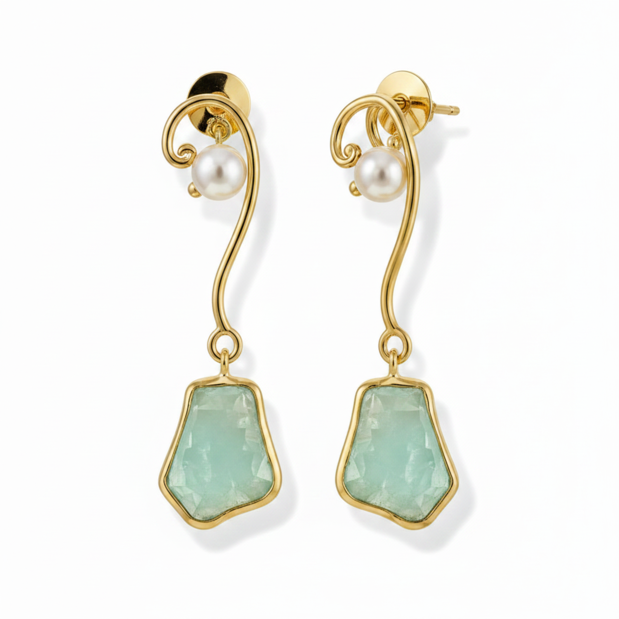 Natural Rough Stone Pearl Stud Earrings