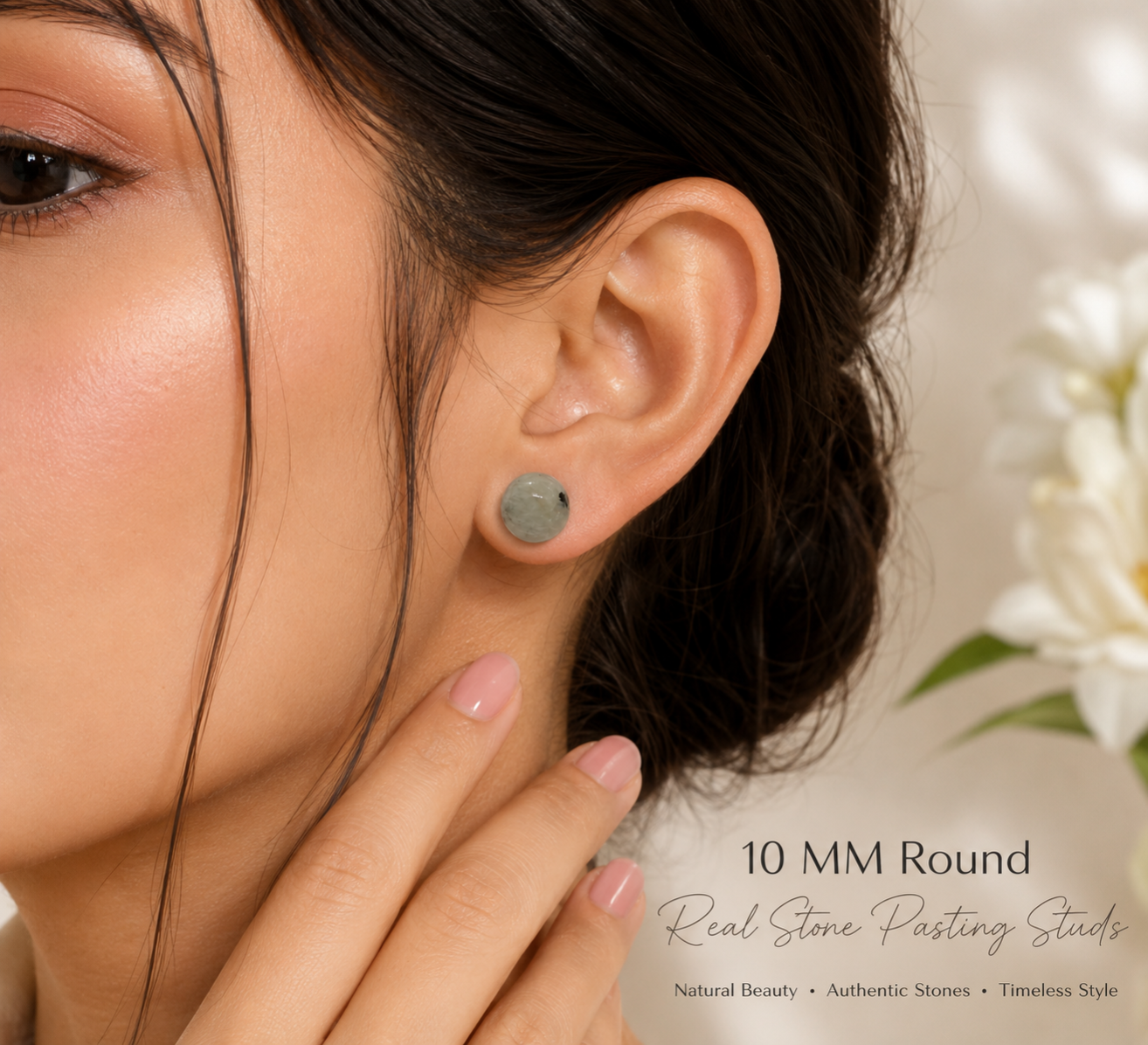 Natural Real Stone Round Studs