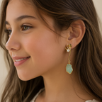 Natural Rough Stone Pearl Stud Earrings