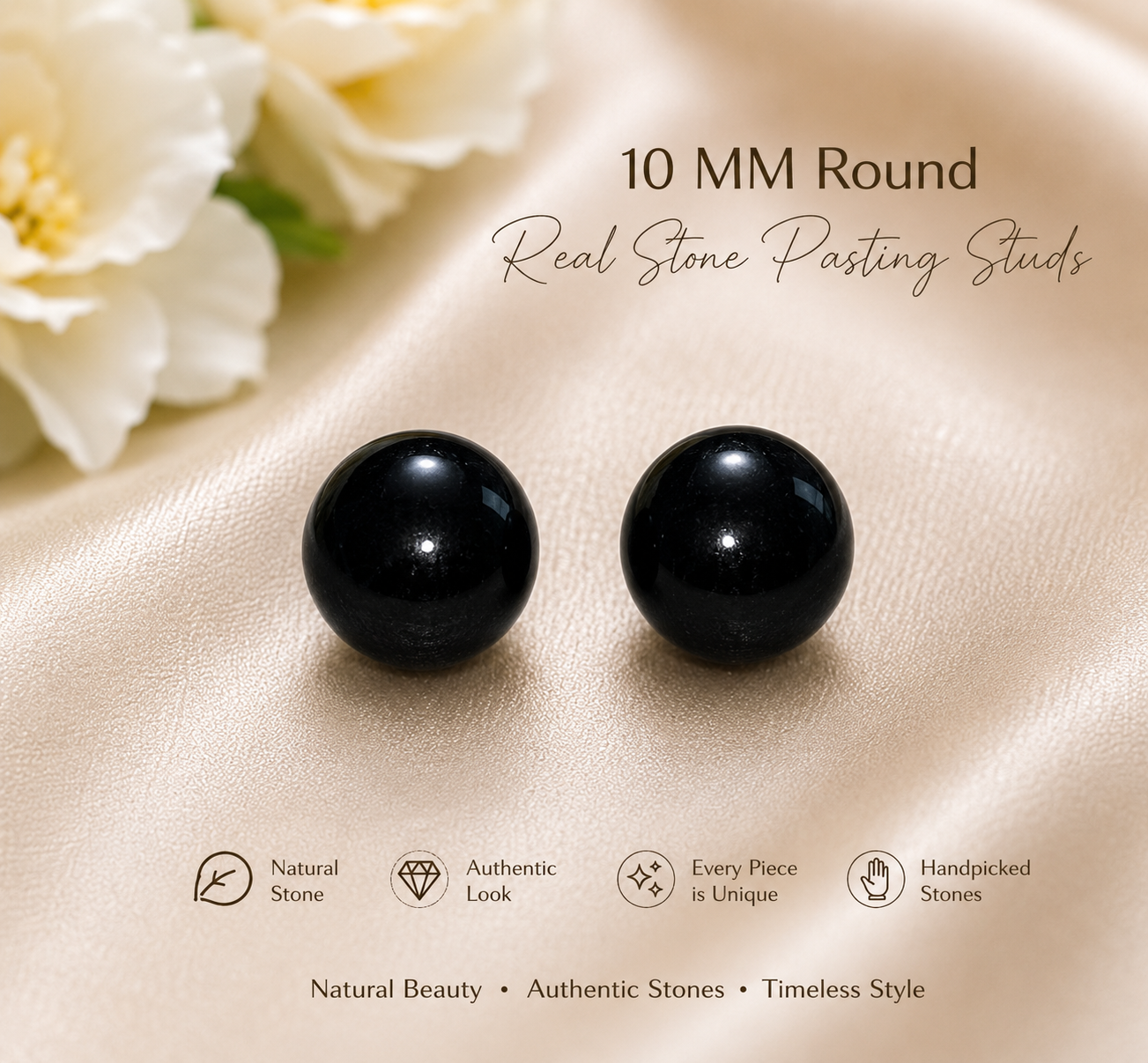 Natural Real Stone Round Studs