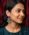 Blue Stone Pearl Drop Earrings