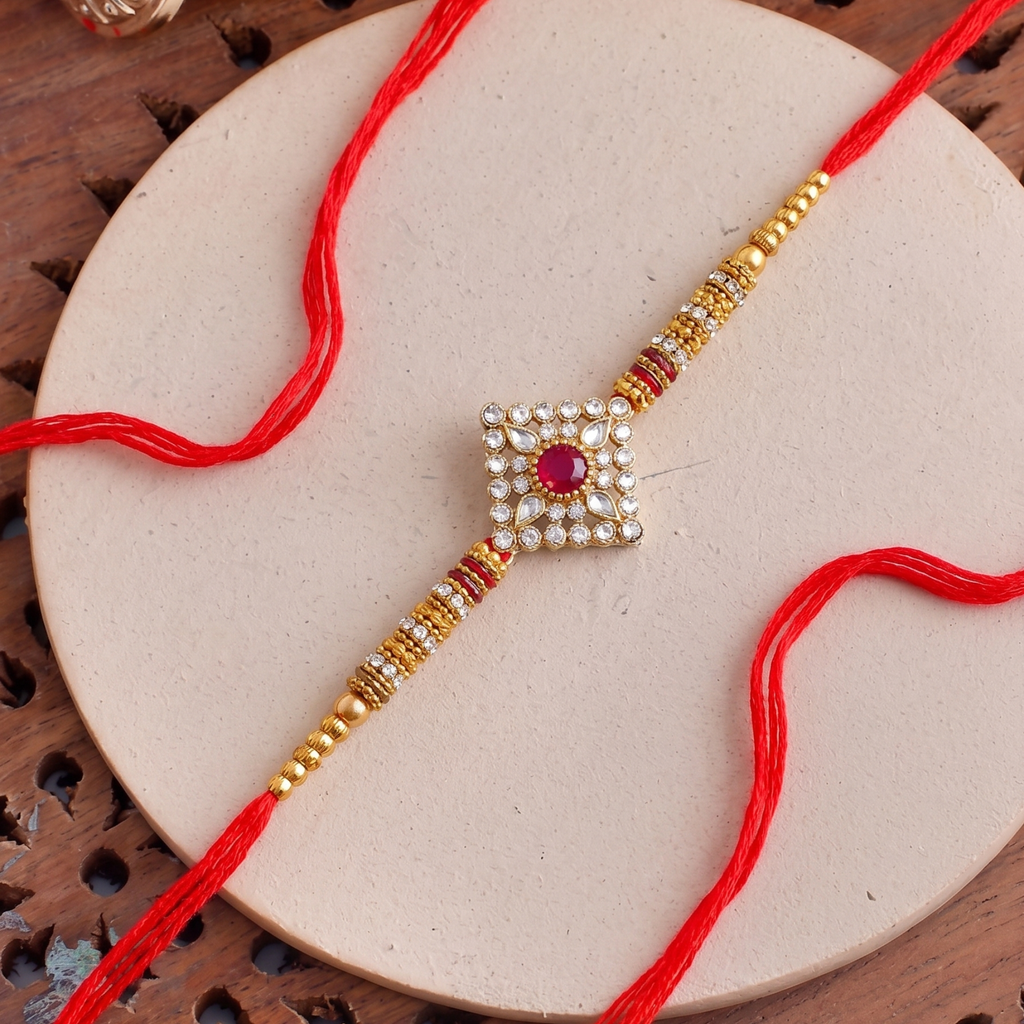 Premium Square Ruby AD Designer Rakhi