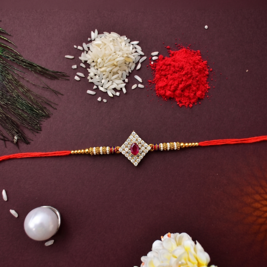 Premium Square Ruby AD Designer Rakhi