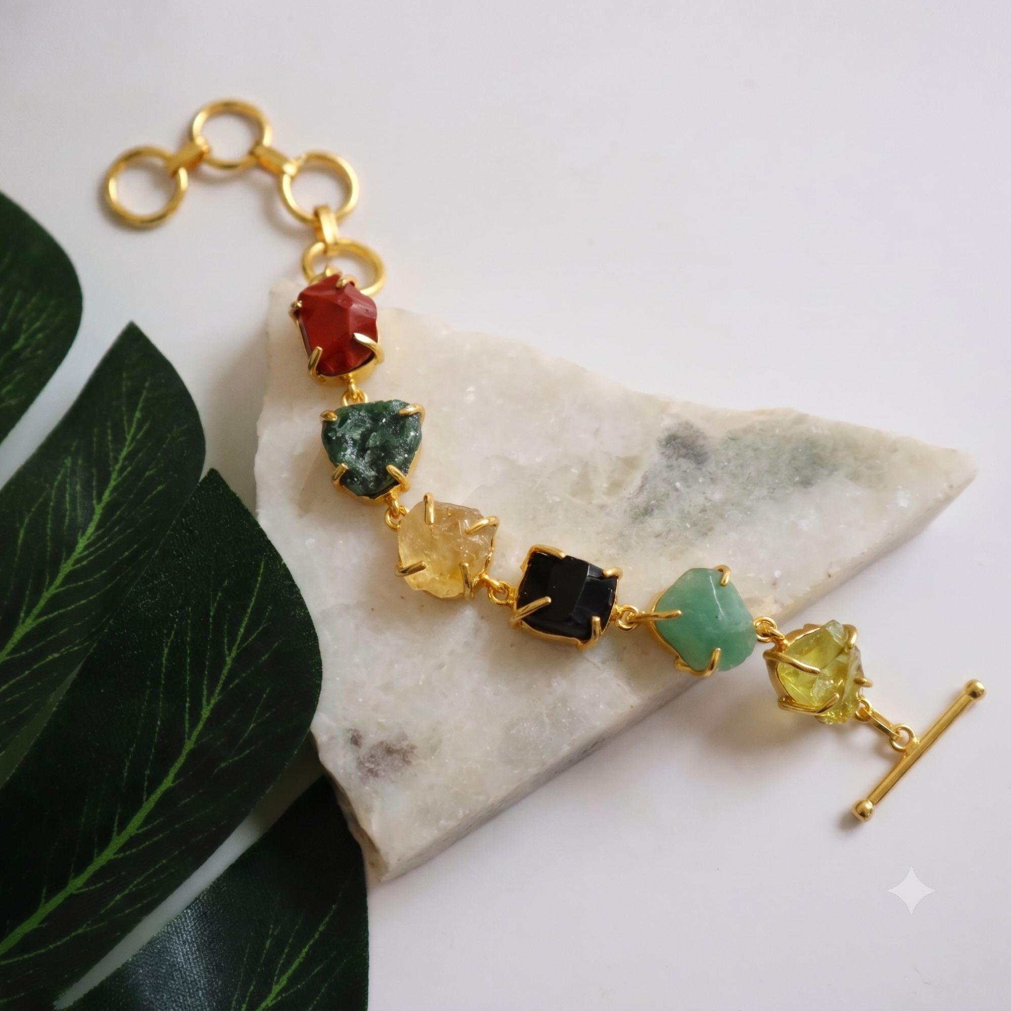 Multicolor Natural Gemstone Toggle Bracelet
