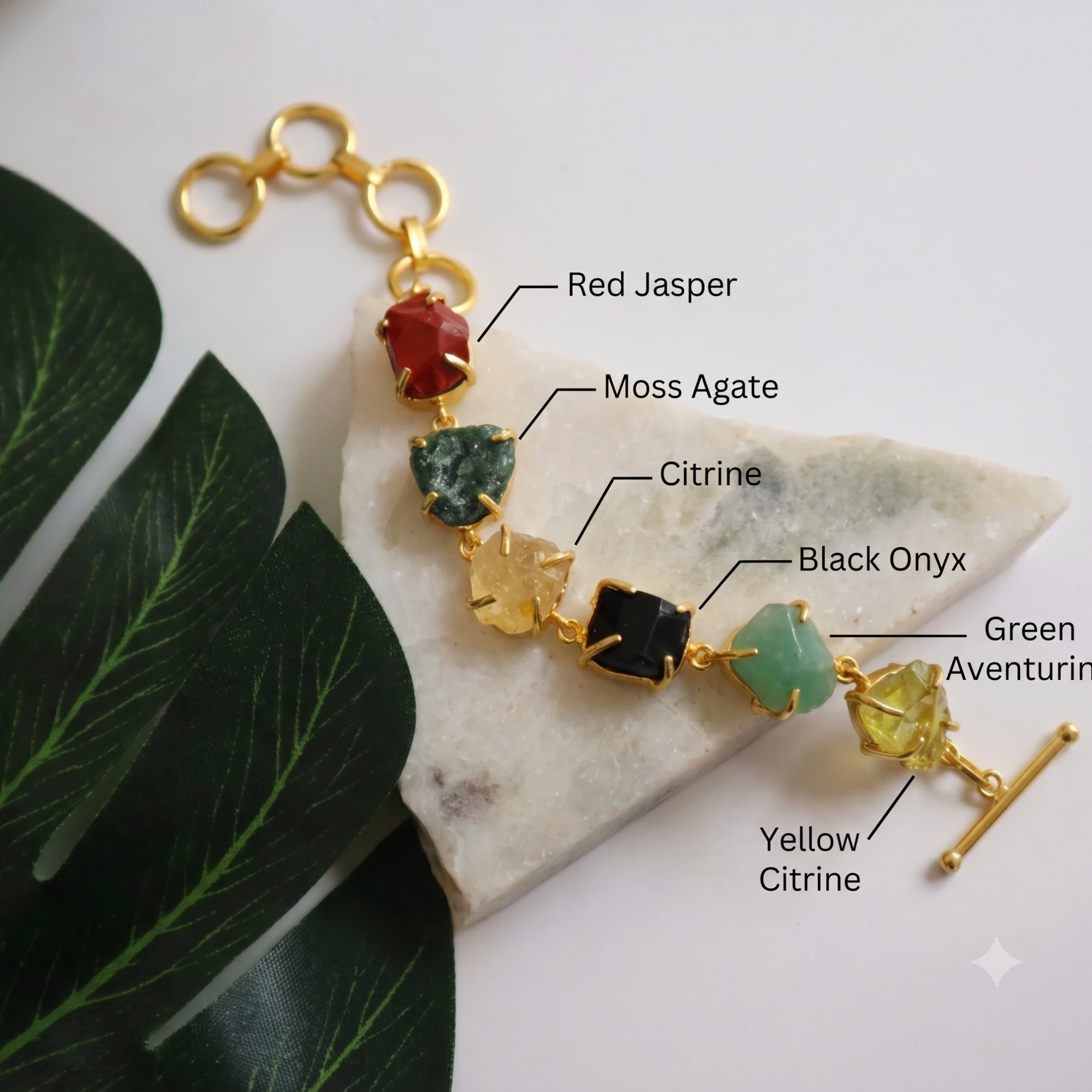 Multicolor Natural Gemstone Toggle Bracelet