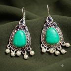 Stone Pearl Drop Earrings