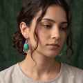 Stone Pearl Drop Earrings