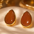 Real Stone Drop Shape Studs