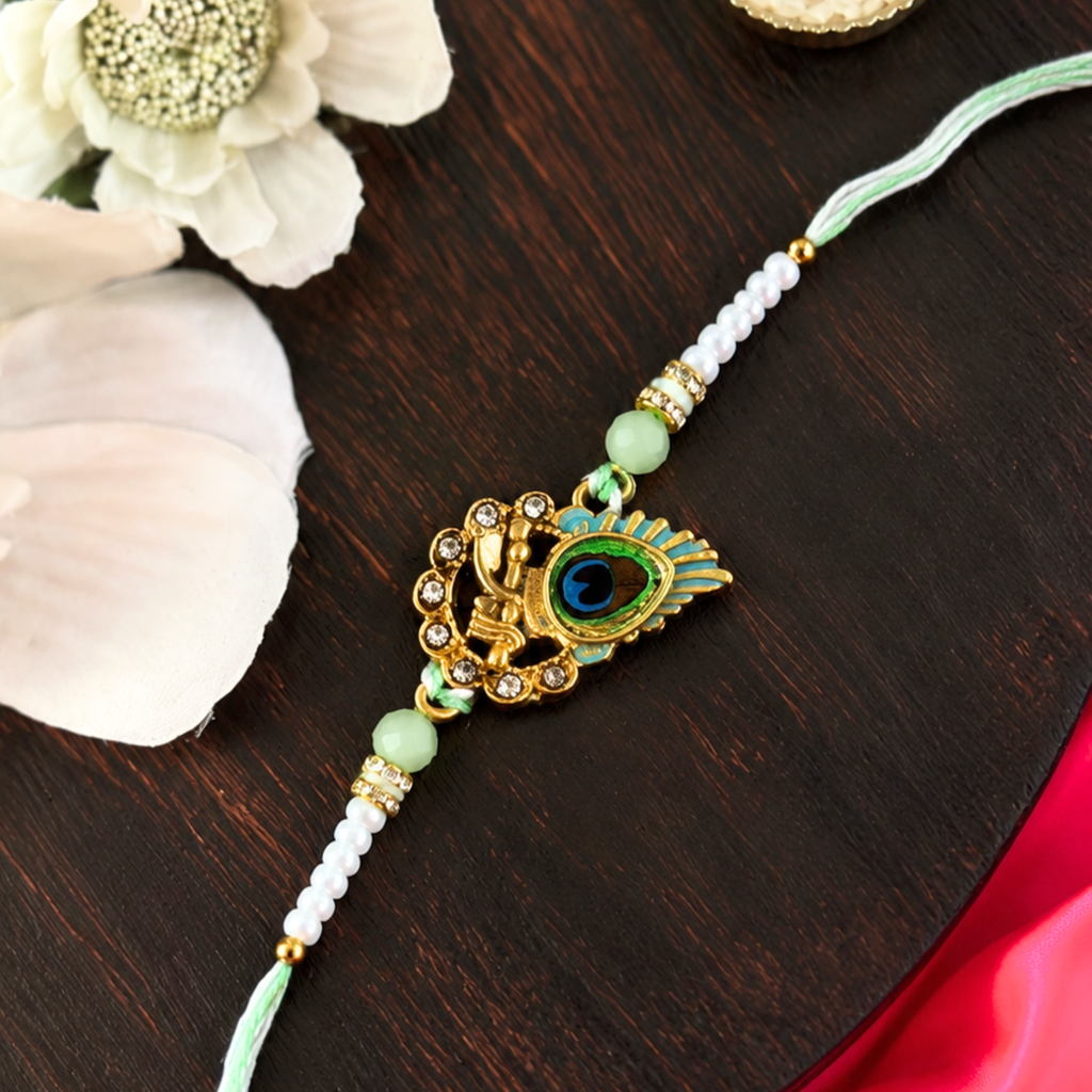 Premium Pearl & Crystal Thread Rakhi