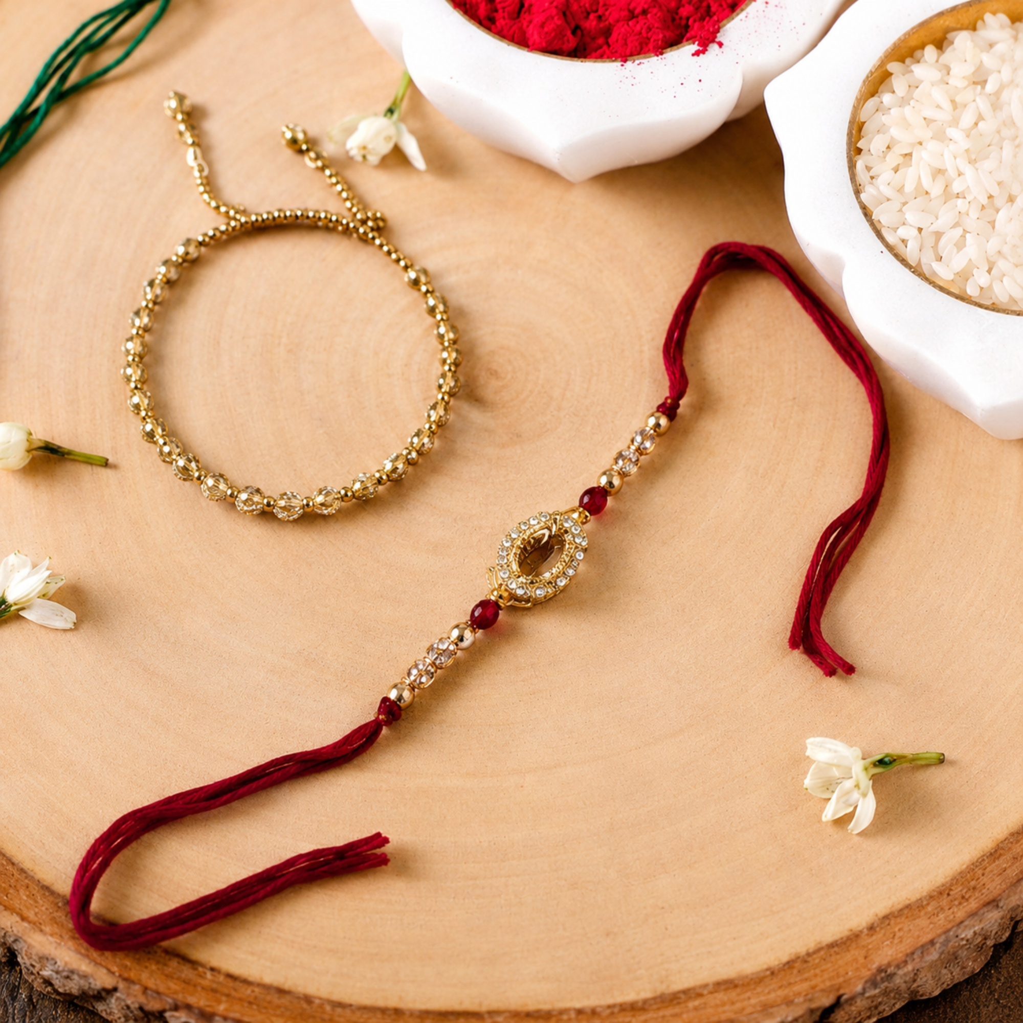 Royal Bhai Bhabhi Rakhi & Bracelet Combo Set