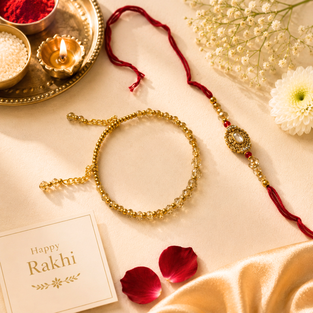 Royal Bhai Bhabhi Rakhi & Bracelet Combo Set