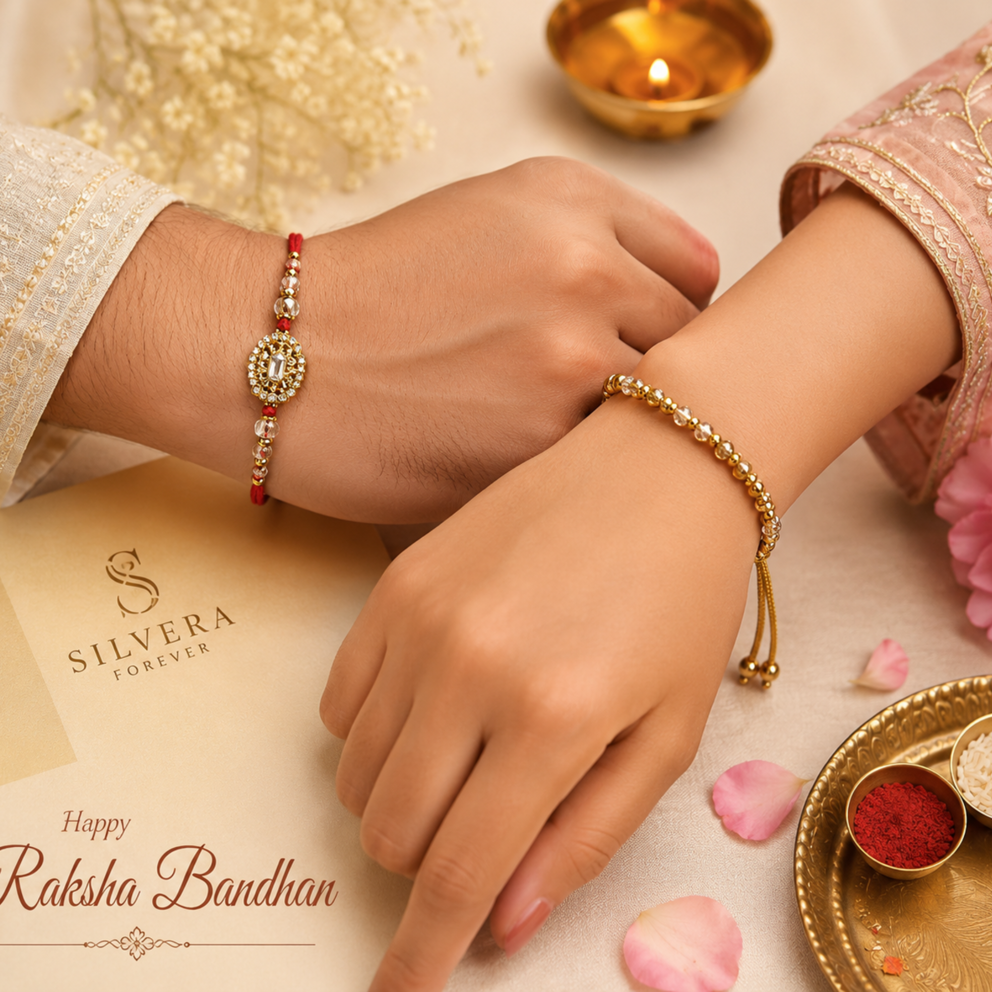 Royal Bhai Bhabhi Rakhi & Bracelet Combo Set