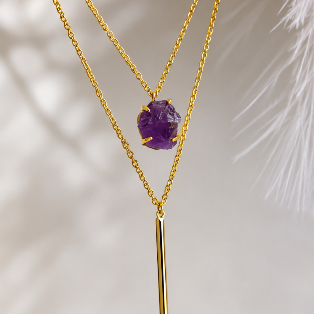 Claw Type Rough Stone with Stick Necklace