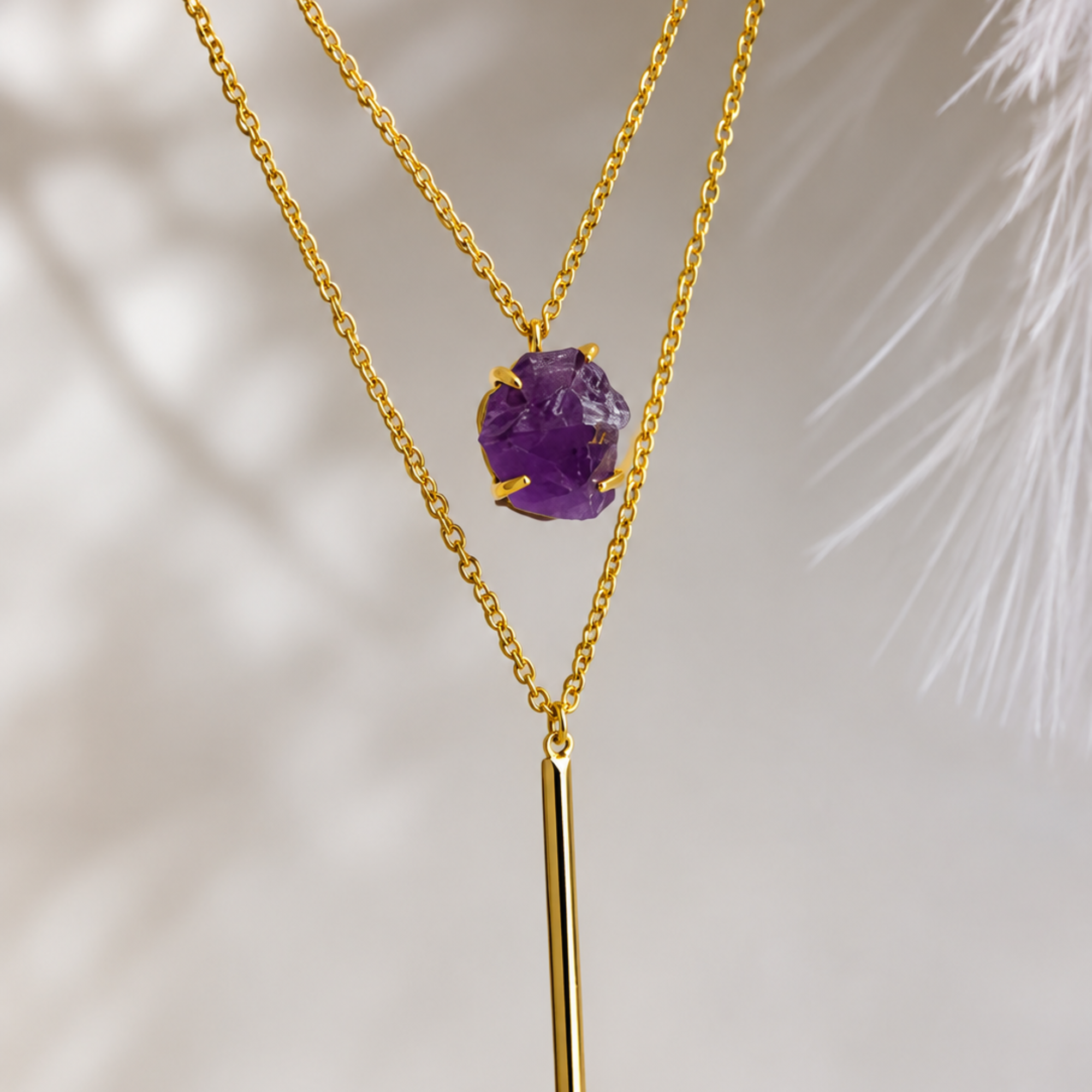 Claw Type Rough Stone with Stick Necklace