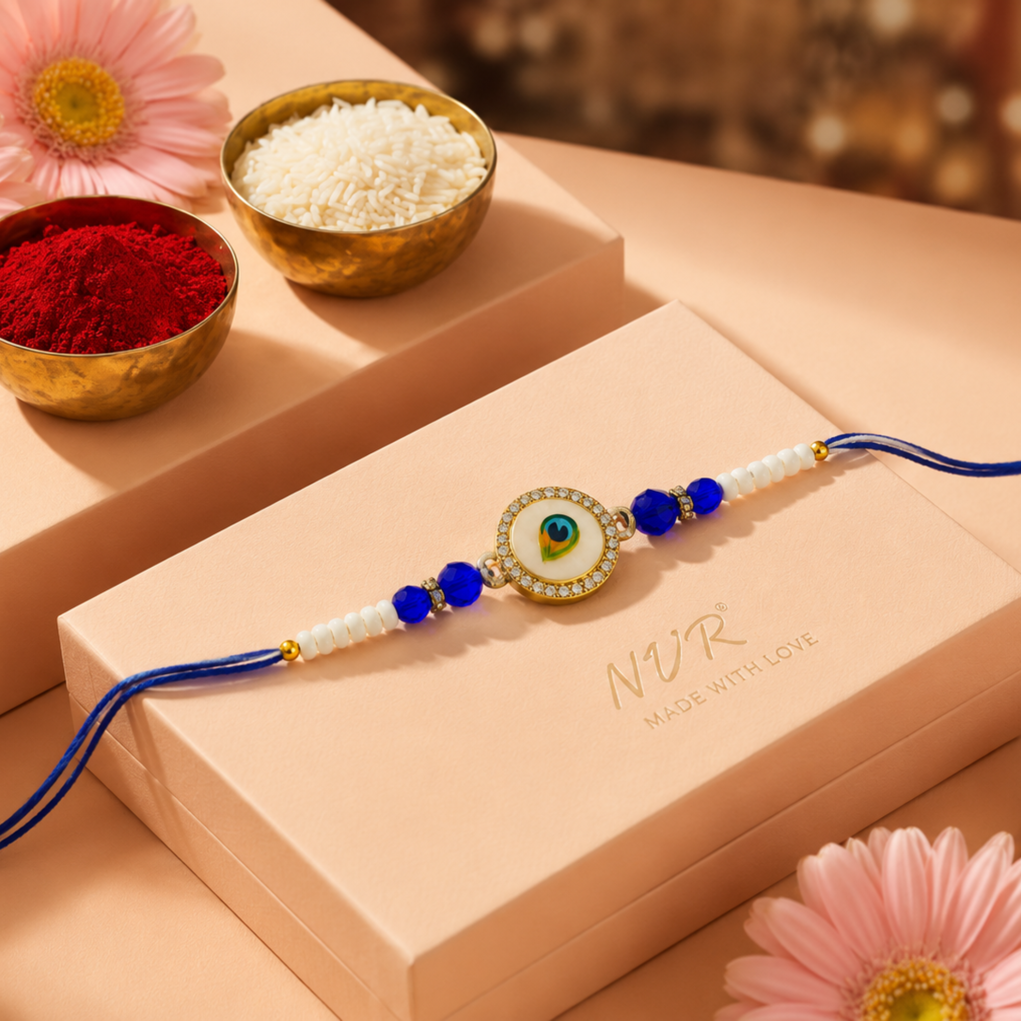 Peacock Feather Evil Eye Rakhi