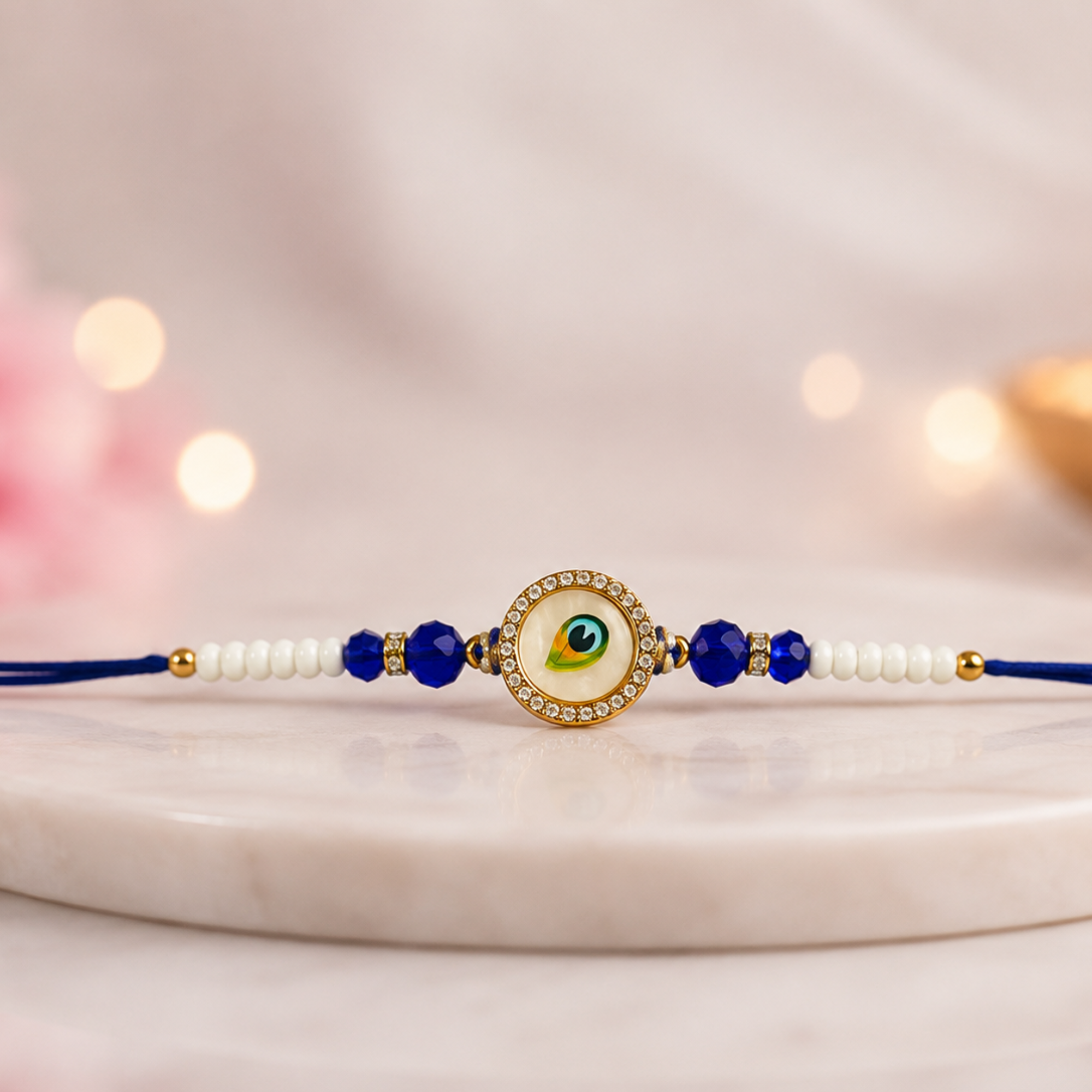 Peacock Feather Evil Eye Rakhi
