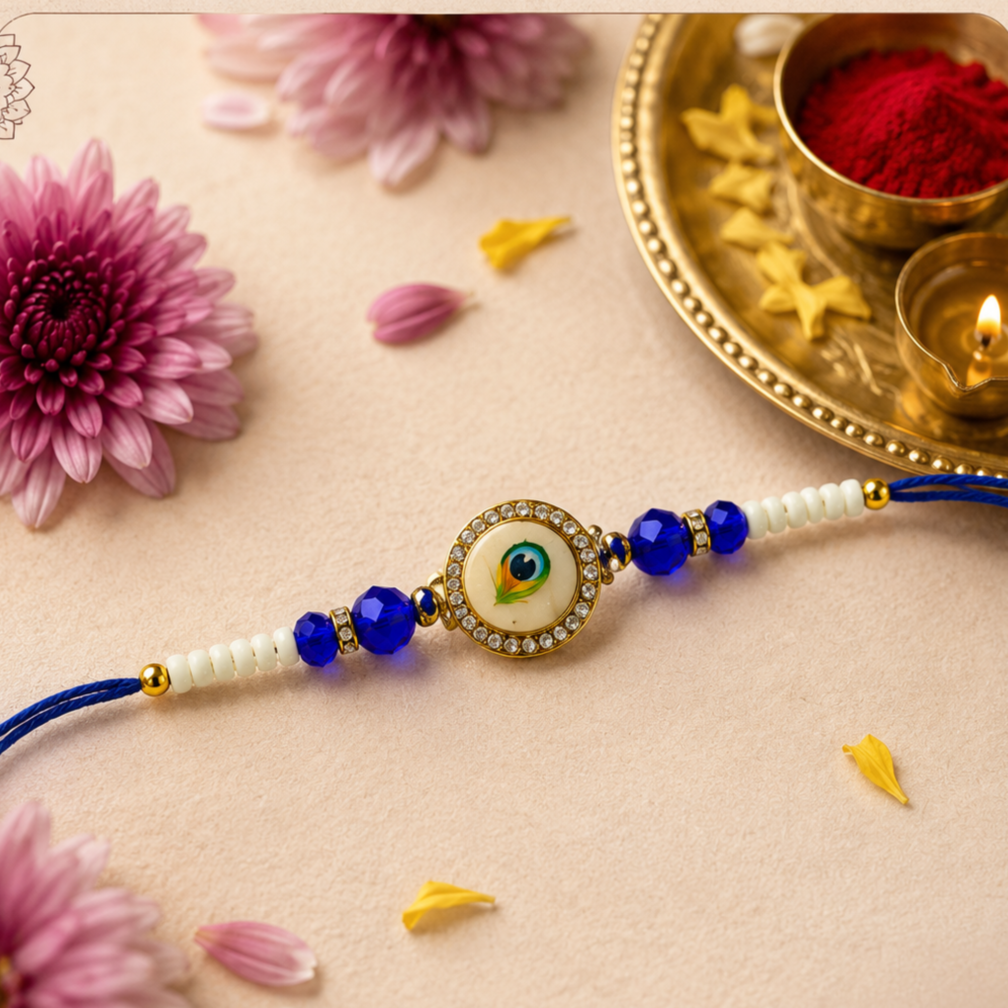 Peacock Feather Evil Eye Rakhi