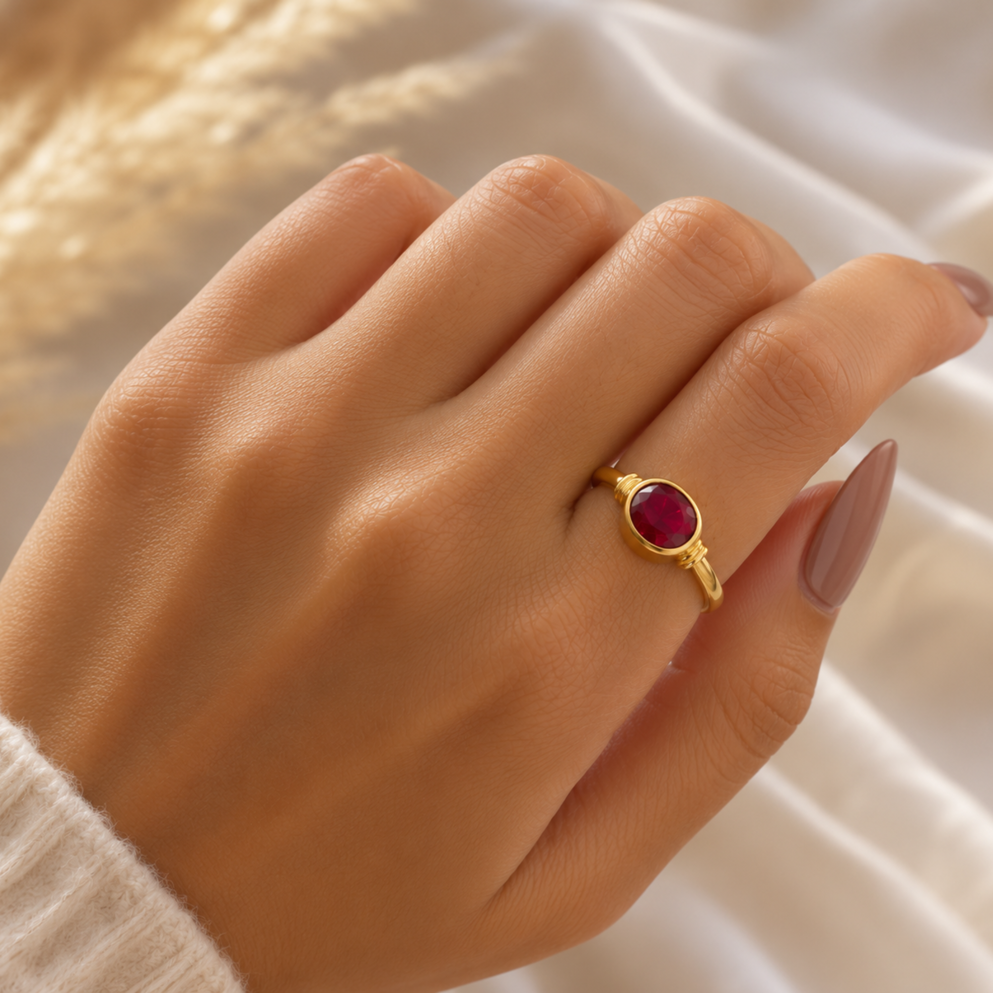 Natural Lavender Quartz Oval Gold Plated Ring