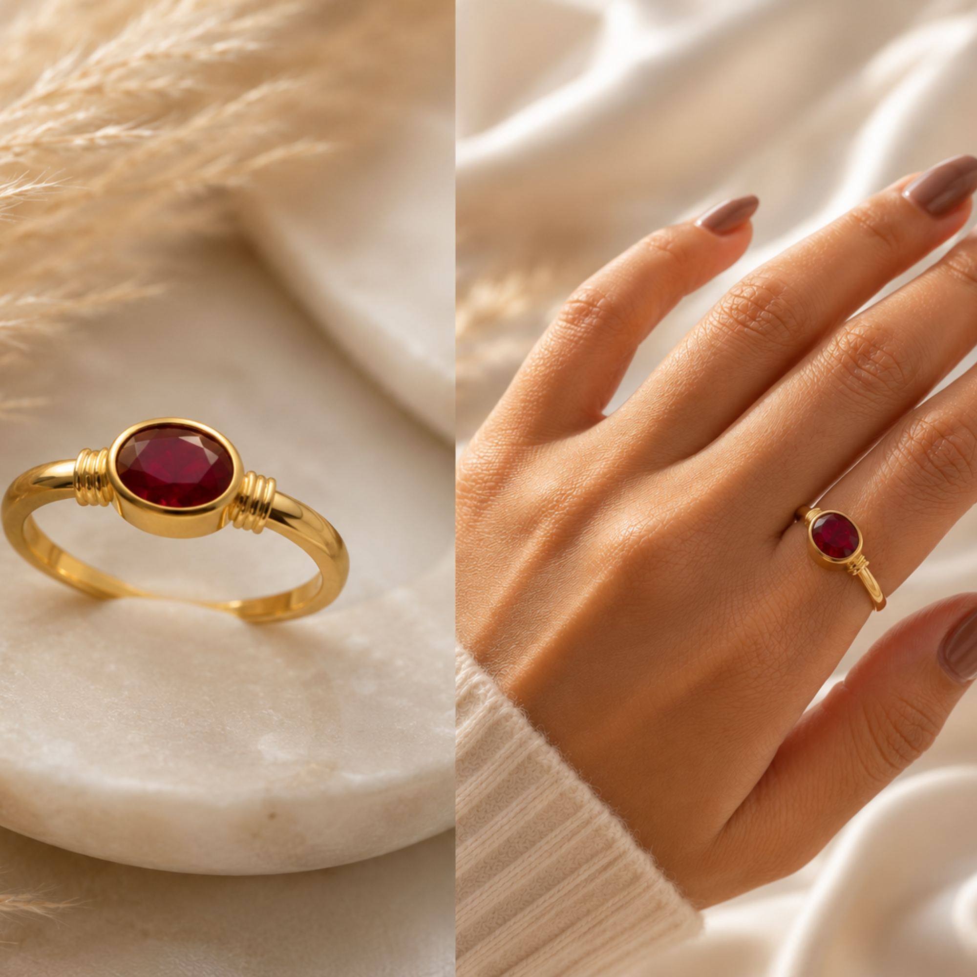 Natural Lavender Quartz Oval Gold Plated Ring