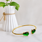 Emerald Pear Stone Open Bangles
