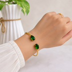 Emerald Pear Stone Open Bangles
