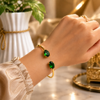 Emerald Pear Stone Open Bangles