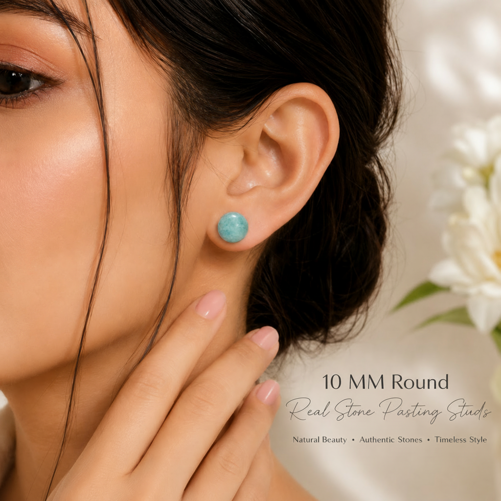 Natural Real Stone Round Studs